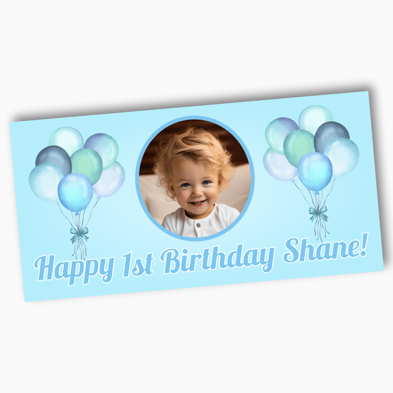 Personalised Pastel Blue Party Banners with Photo