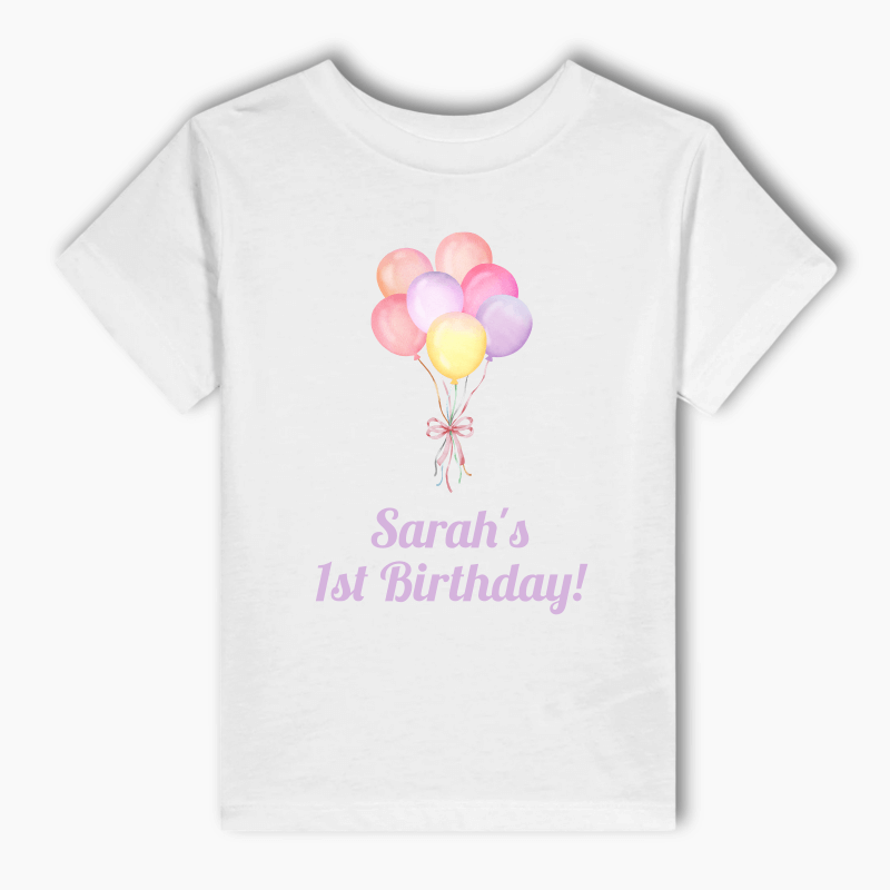 Personalised Pastel Pink Balloons Party Adults T-Shirt