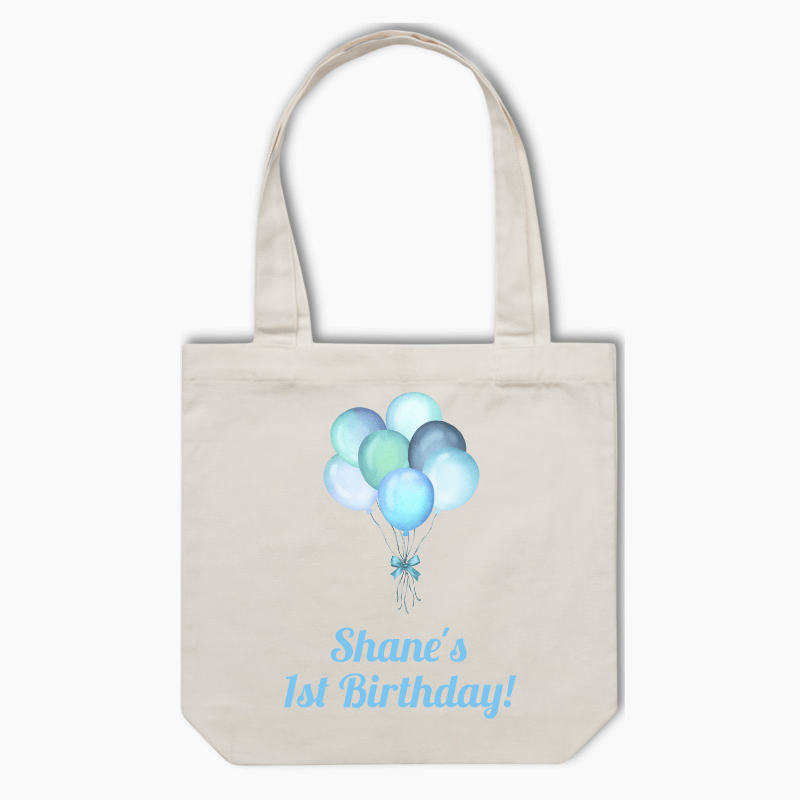 Personalised Pastel Blue Balloons Party Tote Bag
