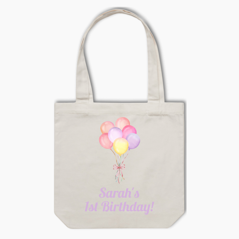 Personalised Pastel Pink Balloons Party Tote Bag