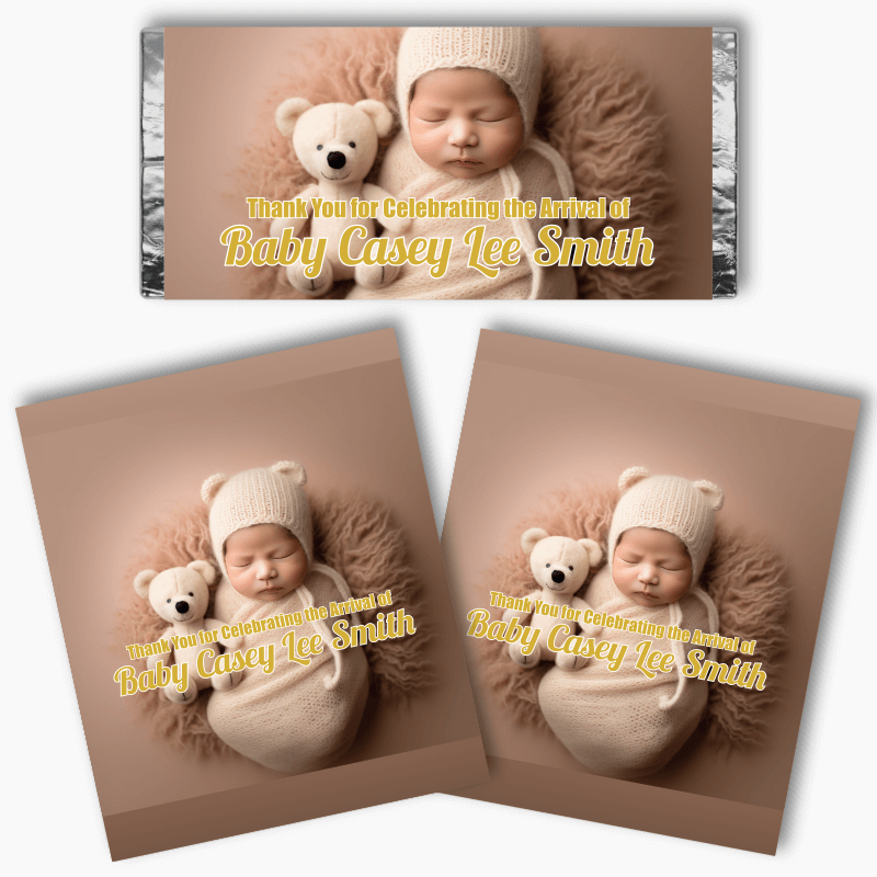 Personalised Baby Welcome Chocolate Labels with Photo