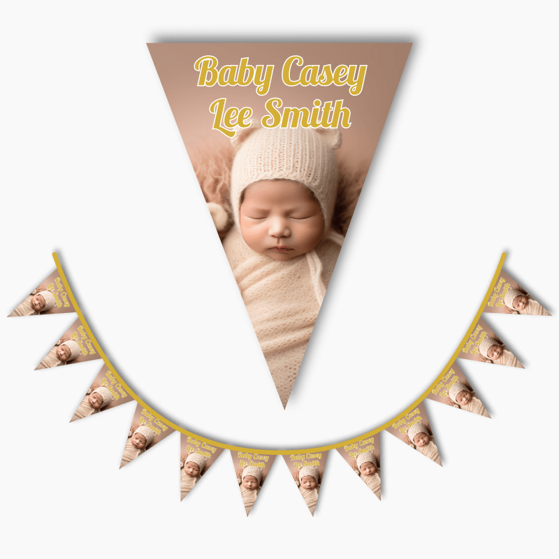 Personalised Baby Welcome Flag Bunting with Photo