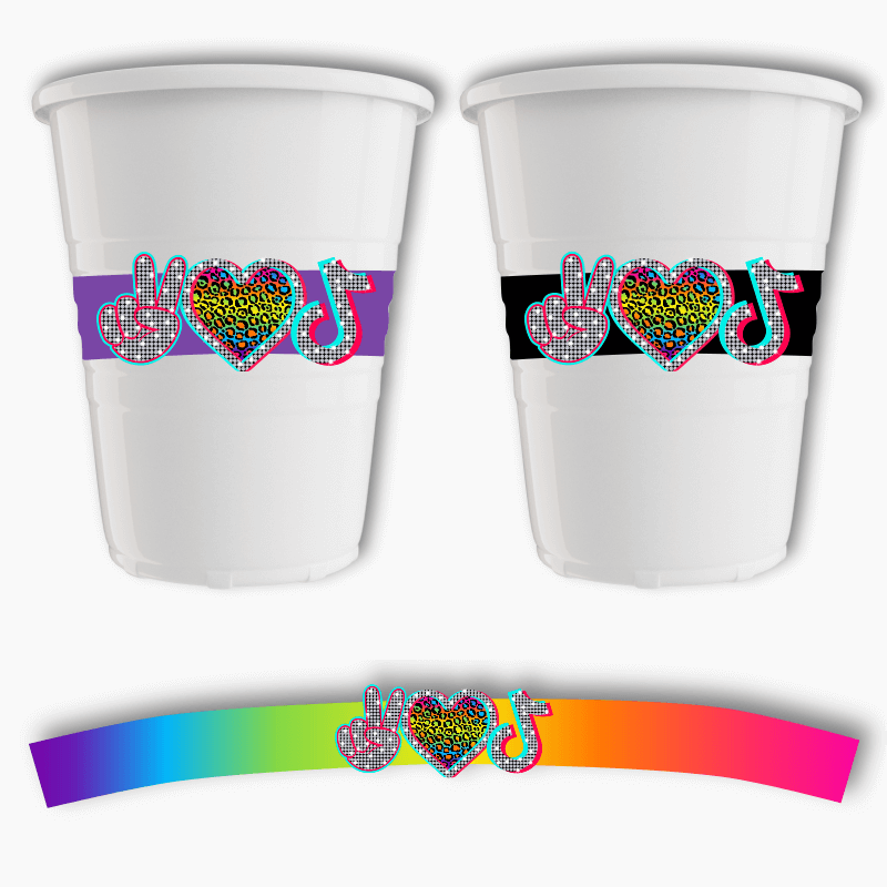 Tik Tok Birthday Party Cup Stickers