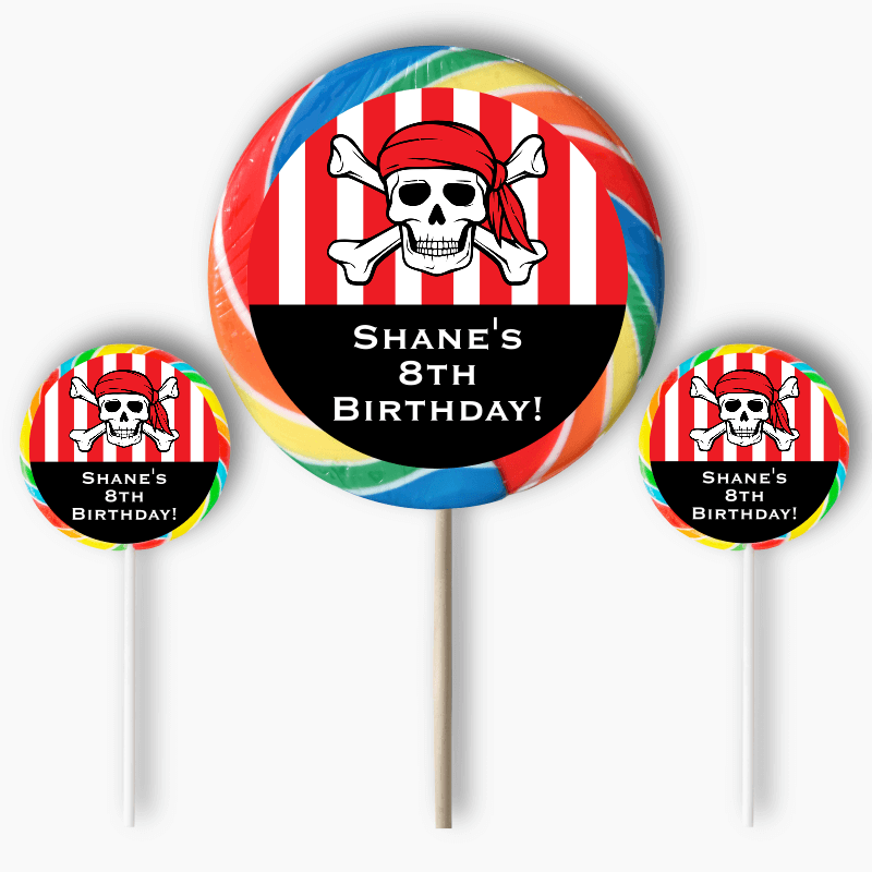 Custom Pirate Skull & Crossbones Party Round Favour Stickers