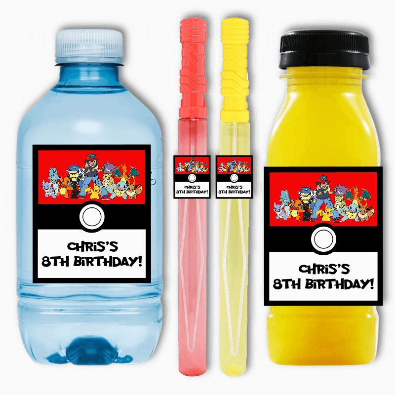 Pokemon Water Bottle Labels, Pokemon Bottle Labels, Water Labels