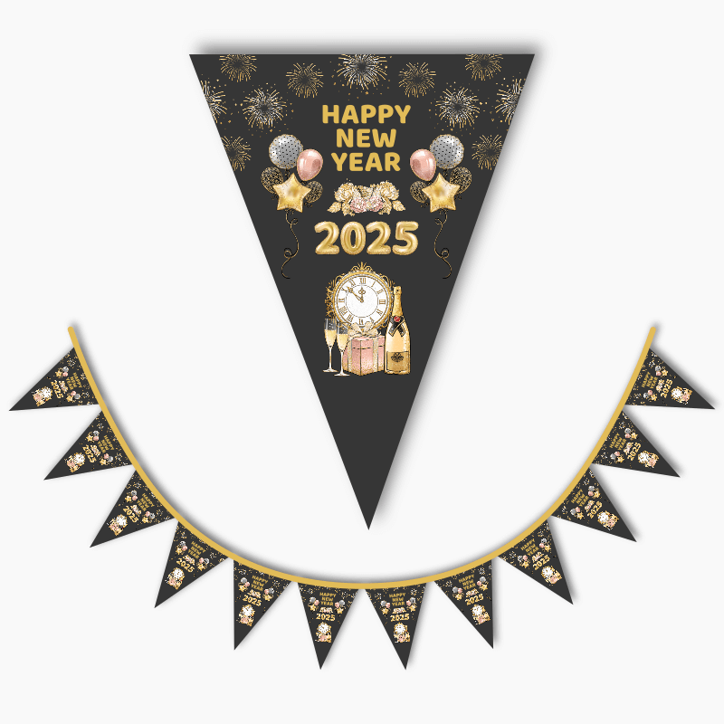 Charcoal, Gold &amp; Rose Pink New Years Party Bunting