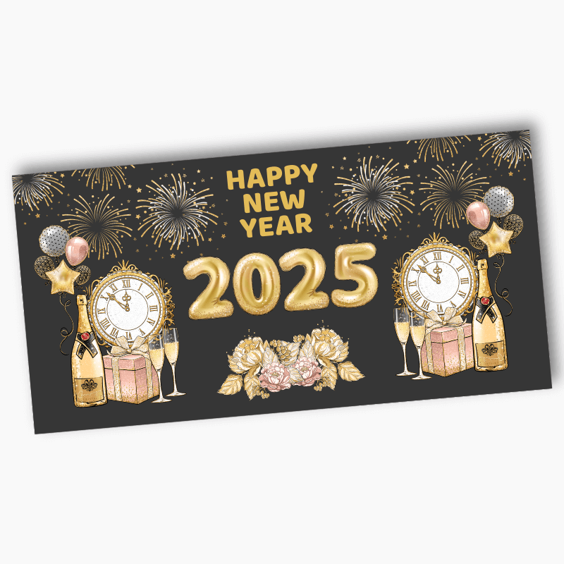 Charcoal, Gold &amp; Rose Pink New Years Party Banners