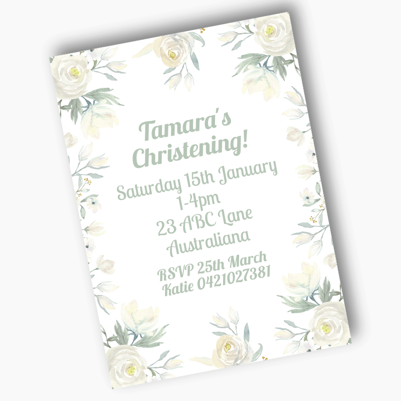 Personalised White Floral Party Invites