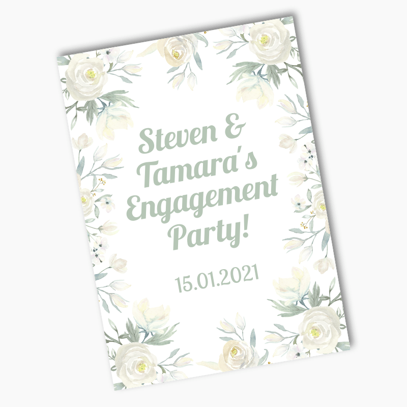 Personalised White Floral Party Posters