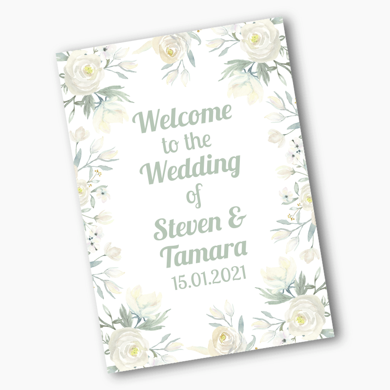 Personalised White Floral Wedding Posters