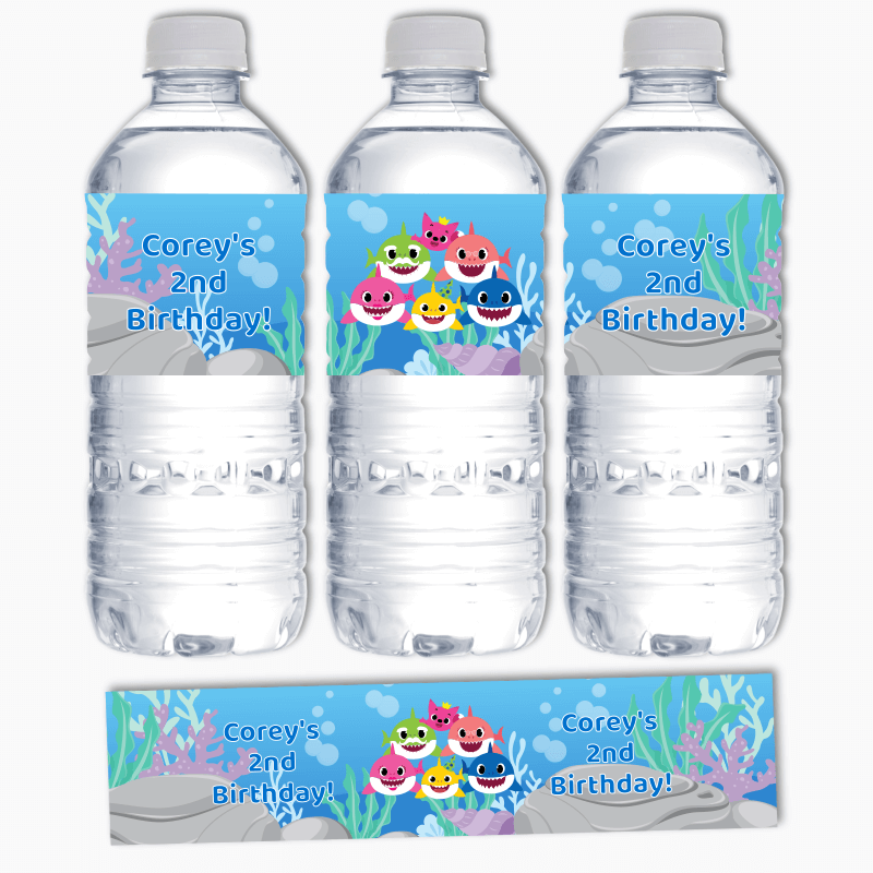 Baby Shark Birthday Water Bottle Labels 