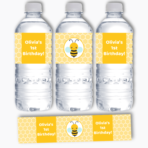 Personalised Buzzy Bee Water Bottle Labels - Katie J Design and Events