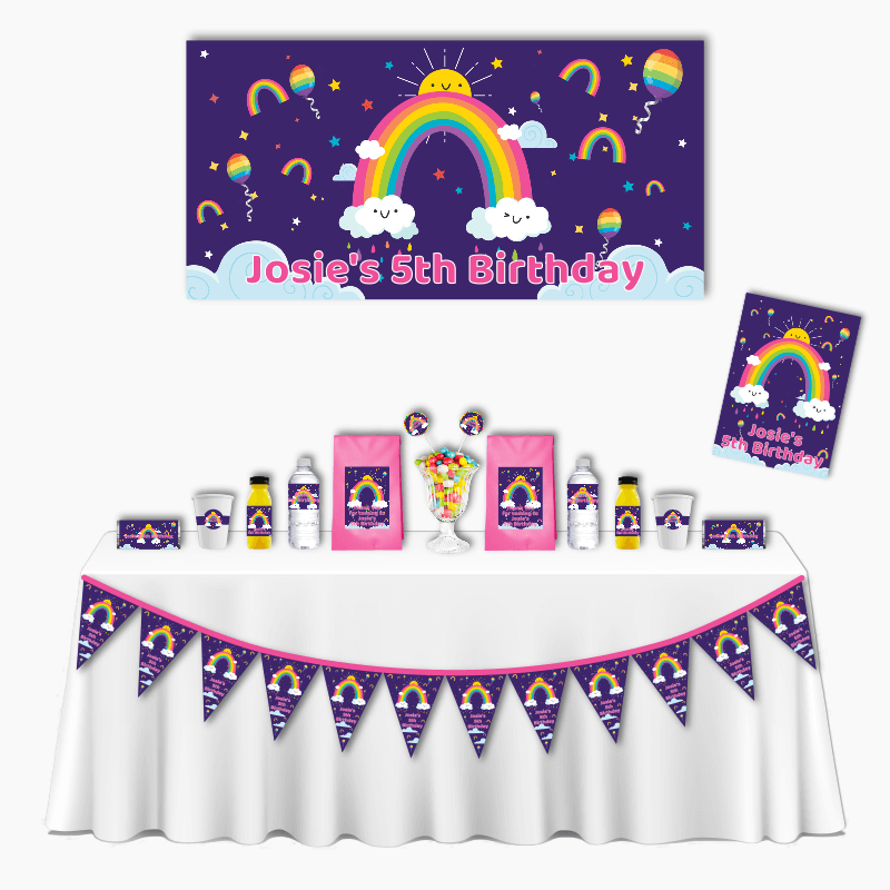 Personalised Pastel Rainbow Unicorn Party Decorations - Katie J
