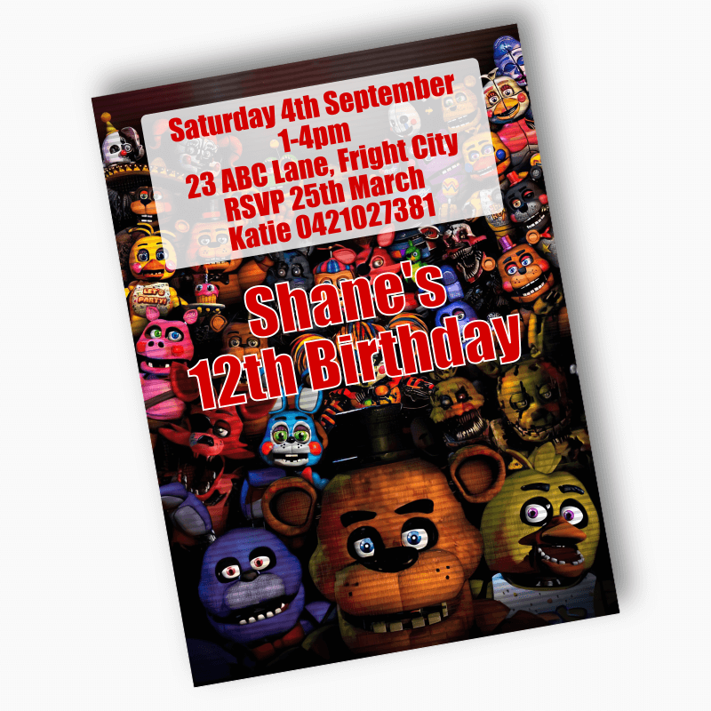 Five Nights at Freddy's Birthday Invitation 