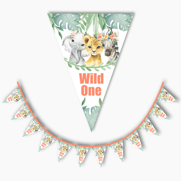 Personalised African Animals Party Flag Bunting Decorations - Katie J ...