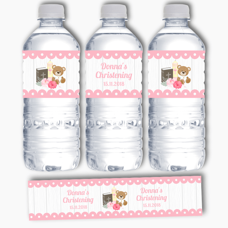 Personalized Teddy Bear Theme Water Bottle Label