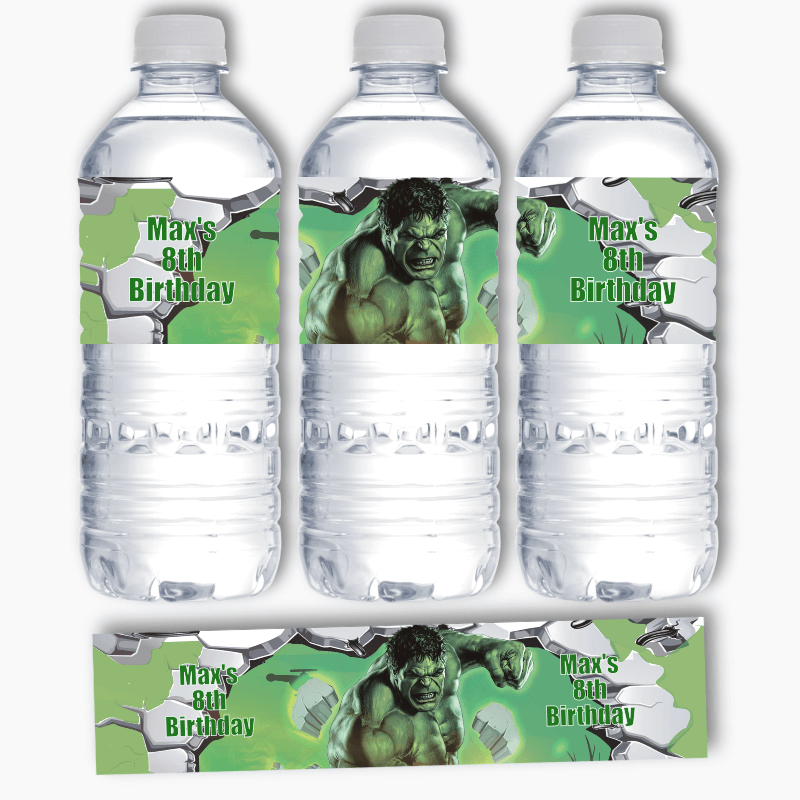 Hulk Water Bottle Labels, Hulk Bottle Labels, Water Labels, Hulk