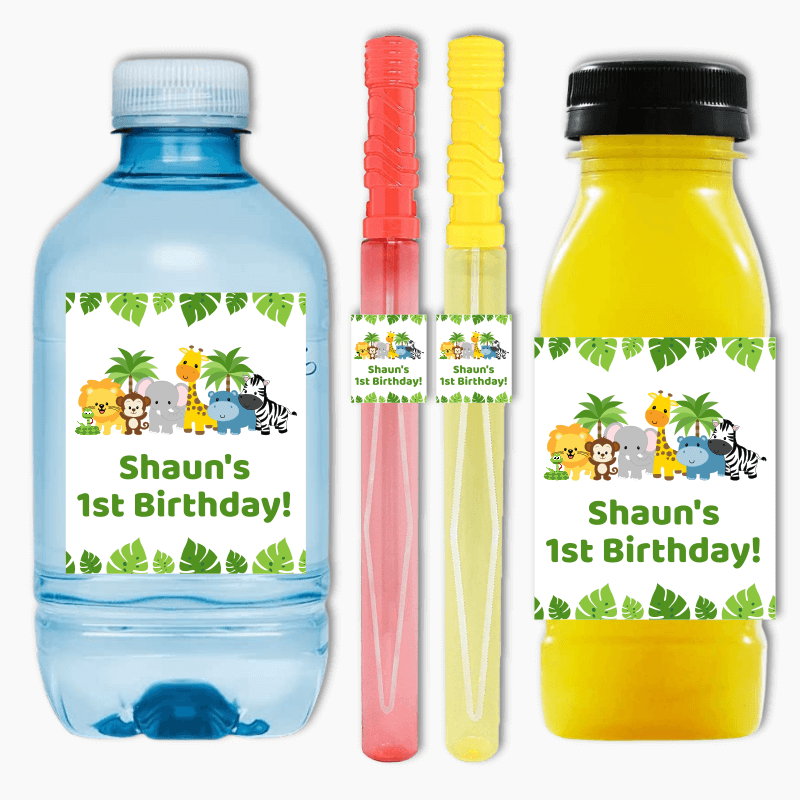 Animal Train Water Bottle Label  Baby Shower Water Bottle Stickers