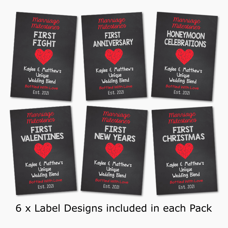 Marriage Milestones Wedding Gift Wine & Beer Labels