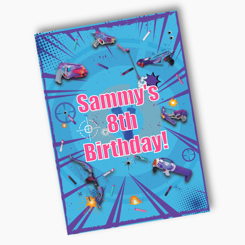 Personalised Nerf Toy Gun Birthday Party Posters - Boys