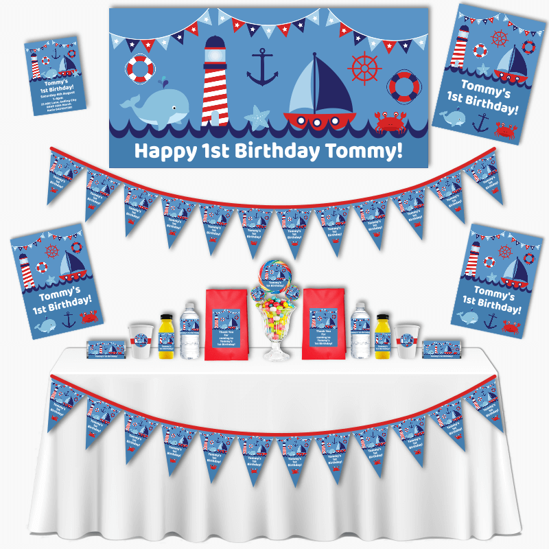 Personalised Nautical Sail Boat Party Decorations - Katie J Design