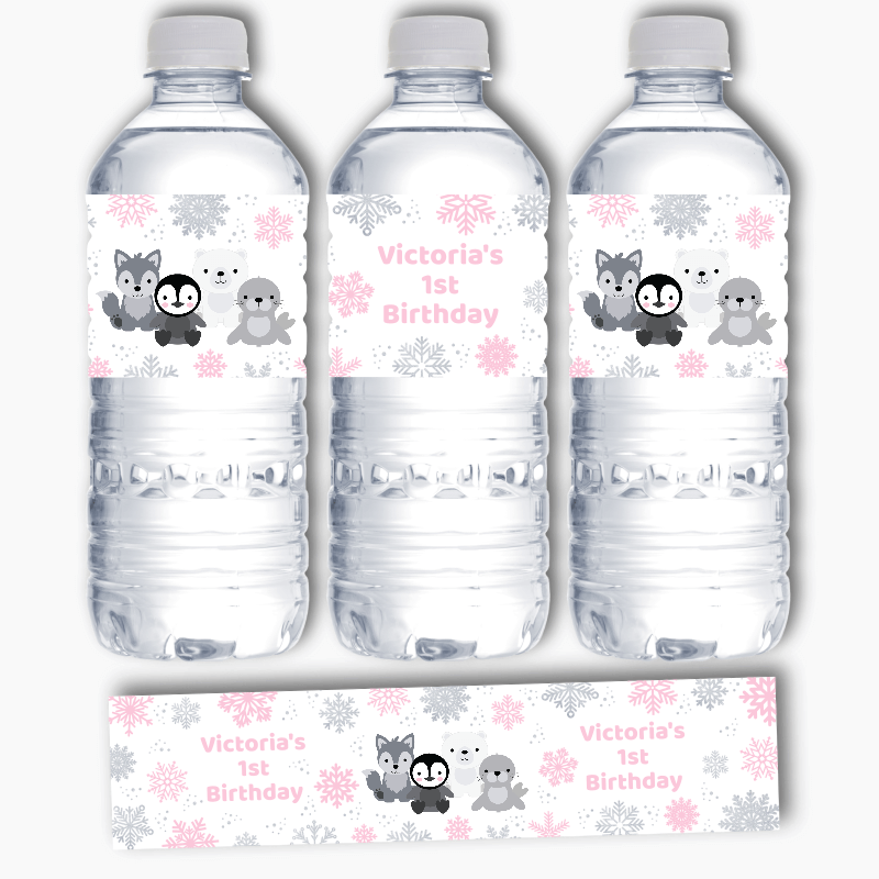 Initial Water Bottle - Pink, J