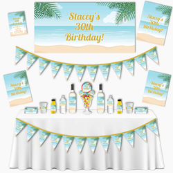 Gorgeous Custom Sandy Tropical Beach Party Supplies & Favours - Katie J  Design and Events