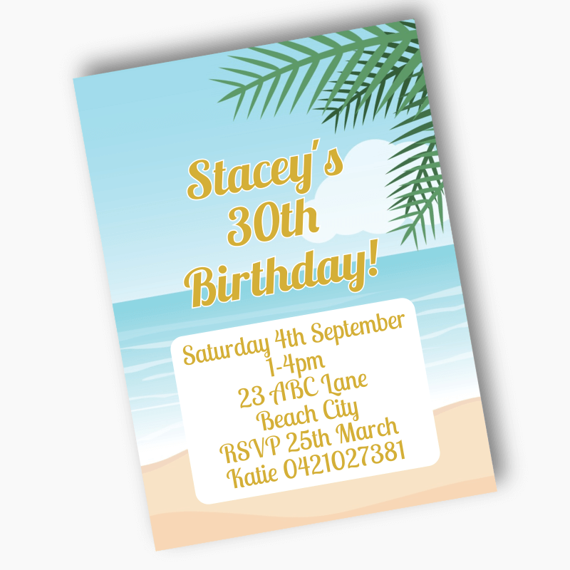 Gorgeous Custom Sandy Tropical Beach Party Supplies & Favours Tagged  Birthday Party - Katie J Design and Events