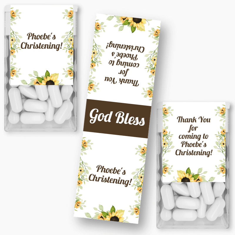 Personalised Sunflower Baby Shower Tic Tac Labels